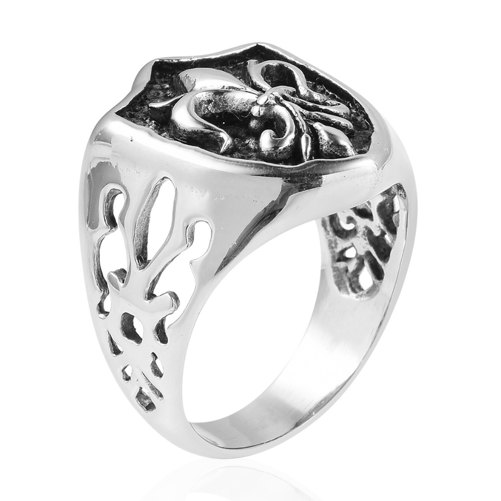 Black Oxidized Stainless Steel Men's Ring and necklace set - Picture 5 of 6